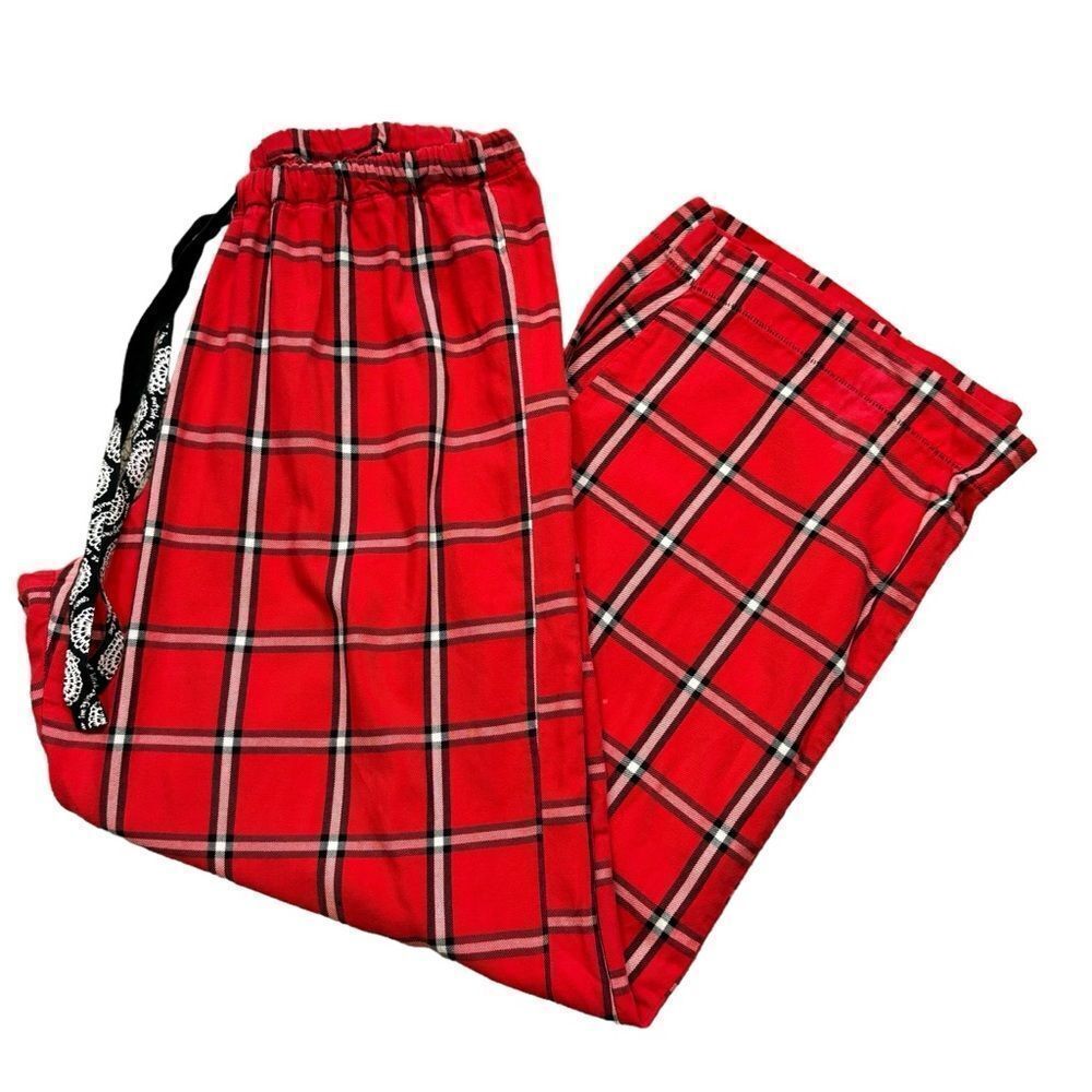 Ladies Hue Beand Red and Black Plaid Lounge Pajama Pants Size Small
